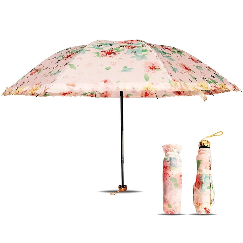 Floral Print 3 Fold Umberalla For Rain
