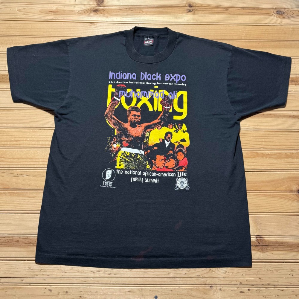 Vintage 90s Muhammad Ali Indiana Black Expo Boxing 23rd Annual Shirt USA Size XL