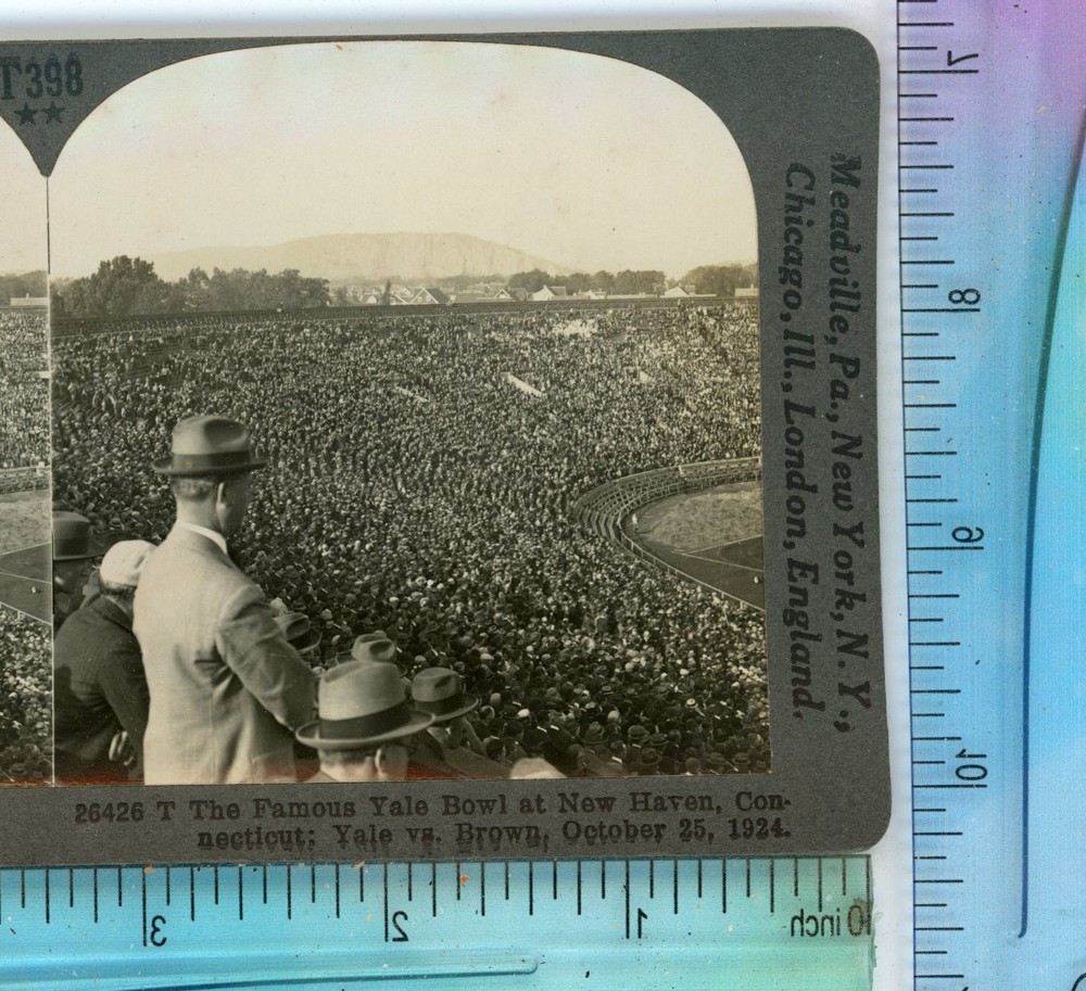 Crowd at Yale Bowl New Haven CT Connecticut Yale vs Brown Keystone Stereoview