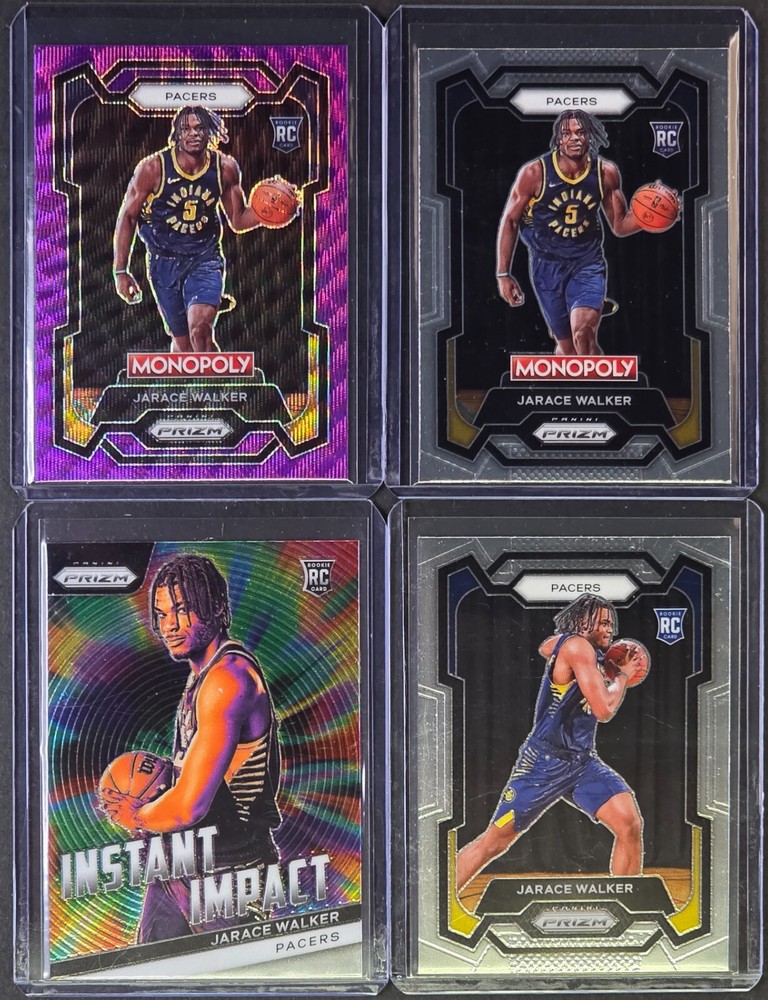 JARACE WALKER ⭐️ 4-Card RC Lot ⭐️ Prizm Monopoly Purple Wave - Indiana Pacers