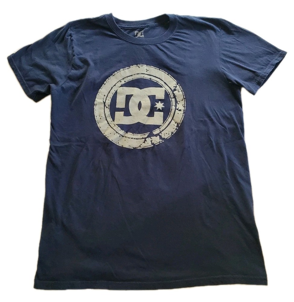 DC Men's Navy Blue Graphic Logo T-Shirt Crew Neck Short Sleeve M Cotton