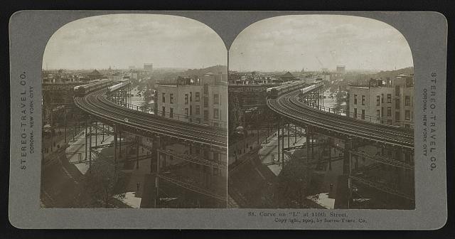 Photo:Corona New York City 1909 Elevated L Train Curve at 110th Street