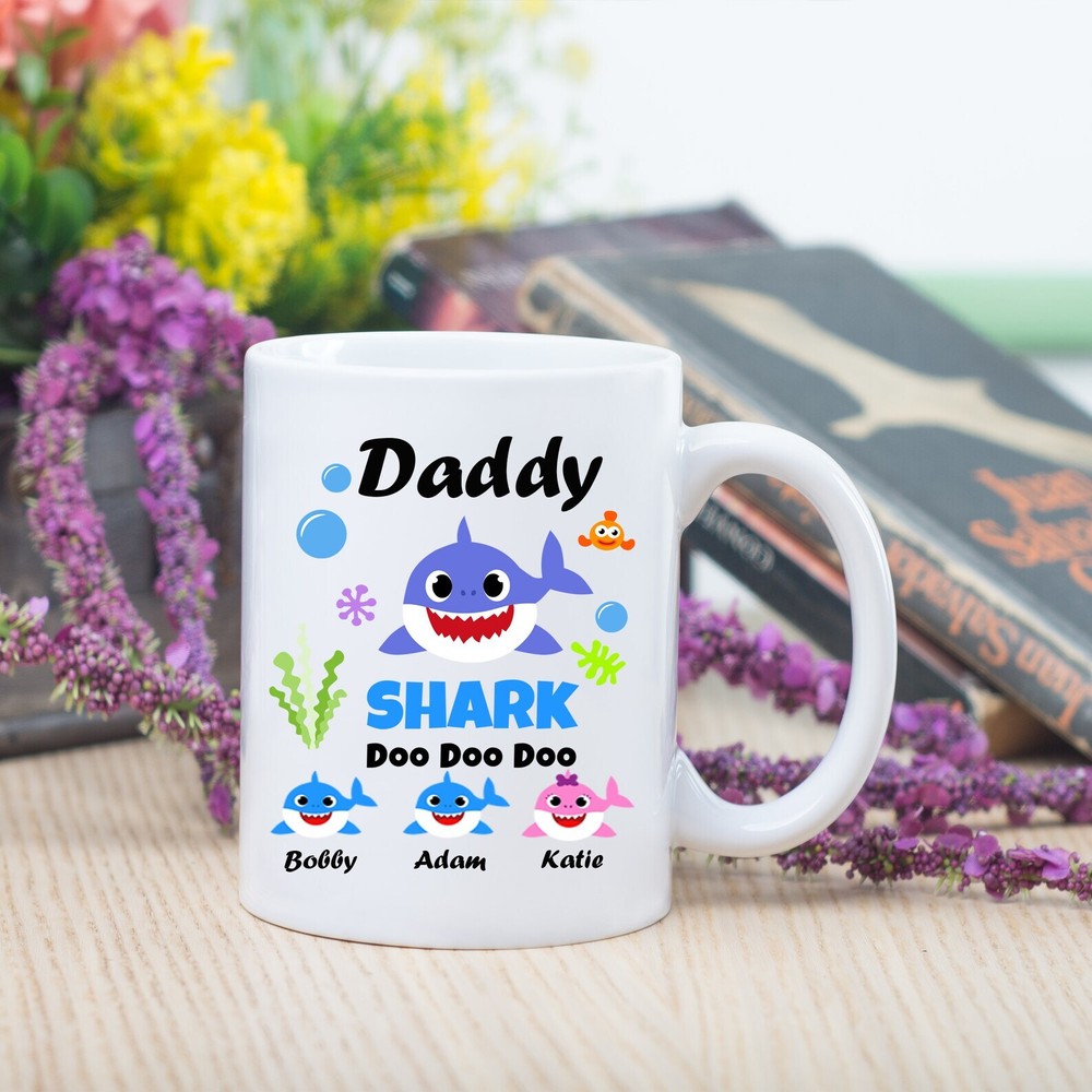 Daddy Shark Coffee Mug Daddy Shark Personalized Shark Mug Daddy Mug Coffee Cup