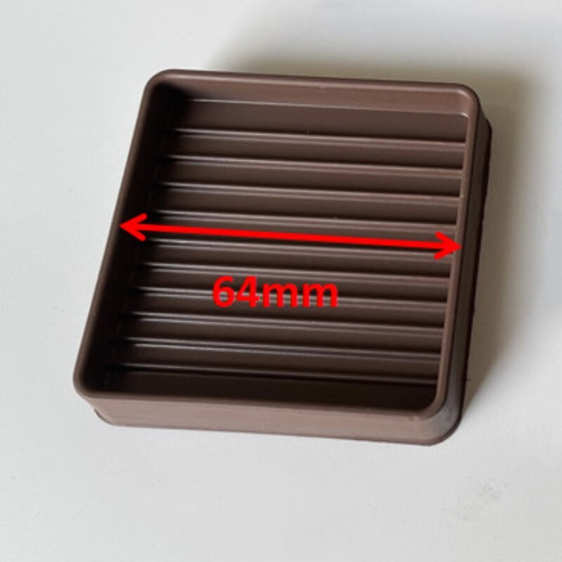 4Pcs 2.5 Inch Non-Slip Square Furniture Pads Caster Cups Brown