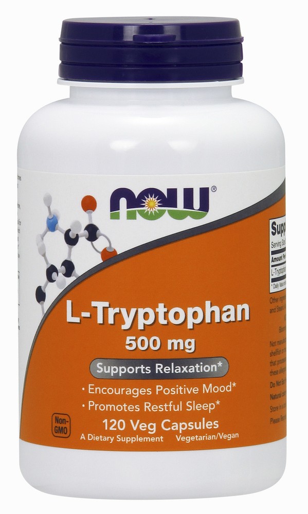 NOW Supplements- L-Tryptophan 500 mg- Encourages Positive Mood*- Supports Relaxa