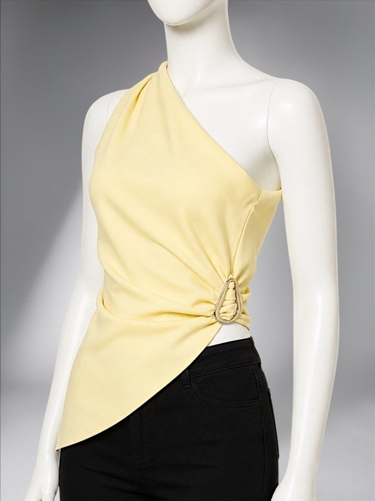 ZARA One Shoulder Asymmetric Ruched Top
