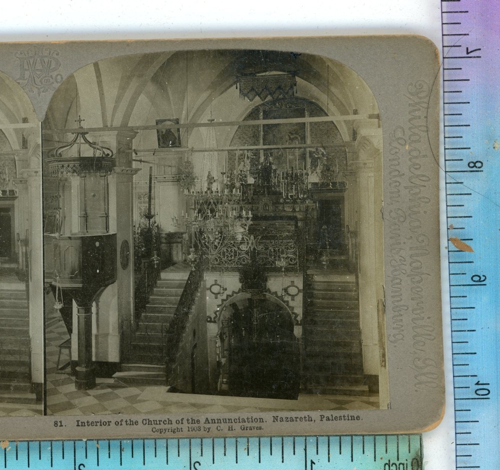 Church of Annunciation Nazareth Palestine Universal Stereoview