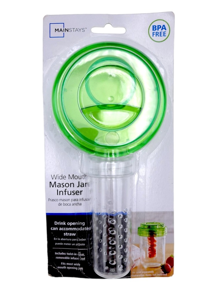 Mainstays BPA-Free Wide Mouth Mason Jar with Fruit Infuser and Straw Hole-image