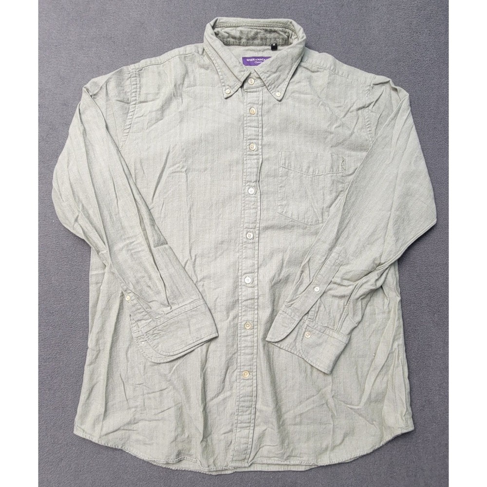 Spier & Mackay Classic Fit Herringbone Shirt Sage Green 17.5 35 Mens L/S Button