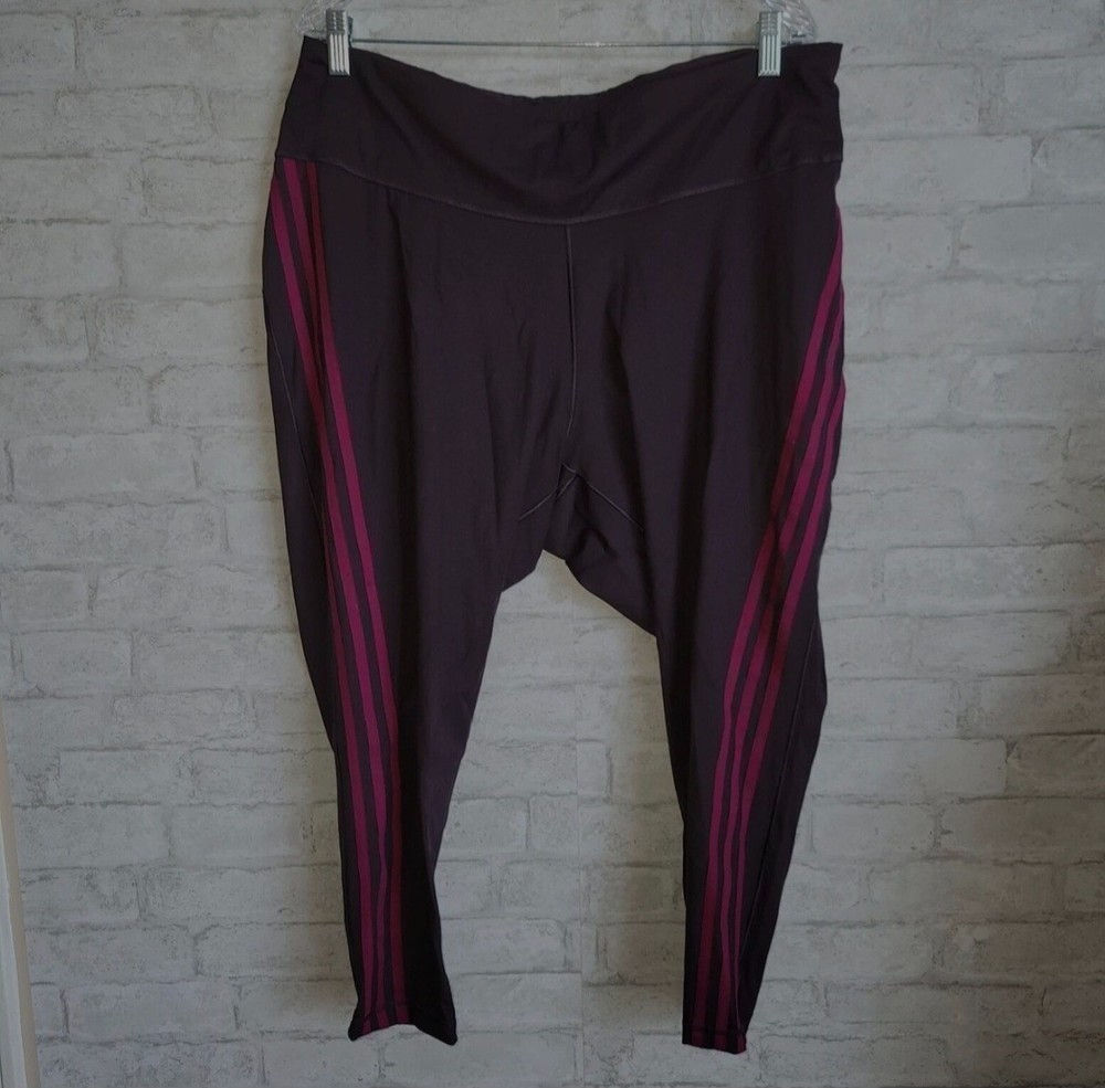 Adidas Women 3 Stripe Believe 7/8 Plus Size 4x Athletic Leggings Dark Purple NWT
