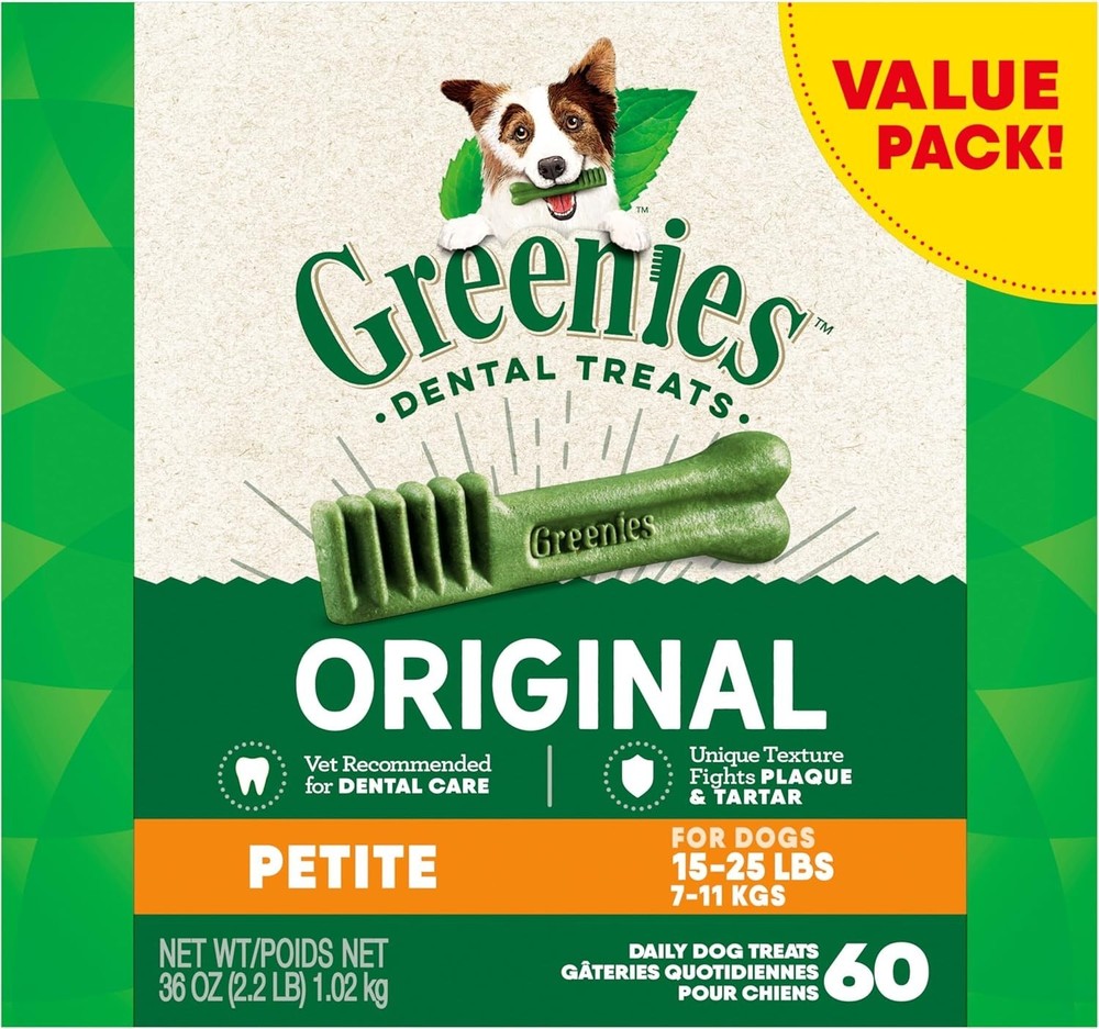 2 Pack - Greenies Original Petite Dental Dog Treats, 36 oz. Pack (60 Treats)
