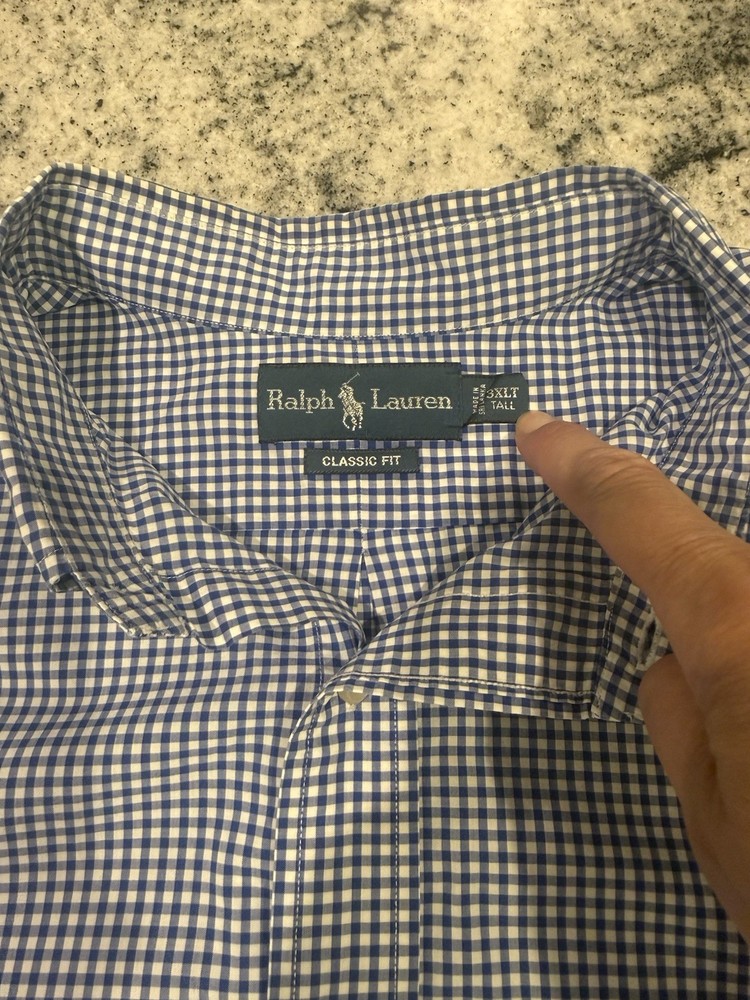 Polo Ralph Lauren Long Sleeve Button Down Shirt Blue Gingham, Size 3XLT
