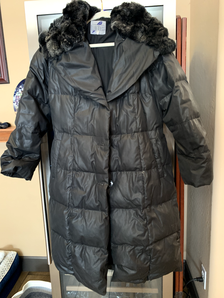 Women’s Blue Duck Shearling Black Down Jacket Coat - Medium BNWT