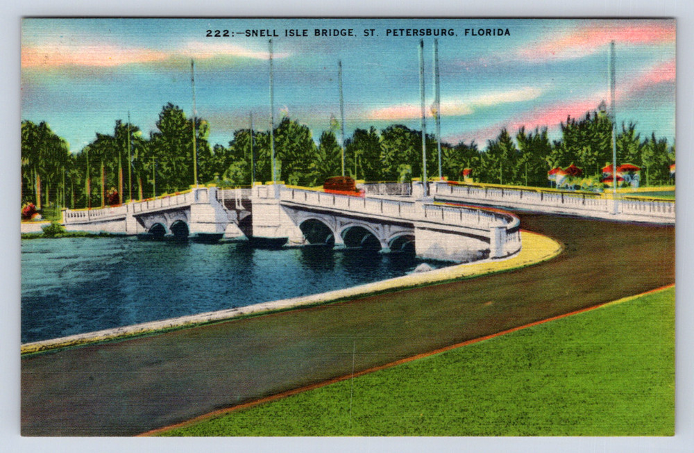 Vintage Postcard Snell Isle Bridge St Petersburg Florida
