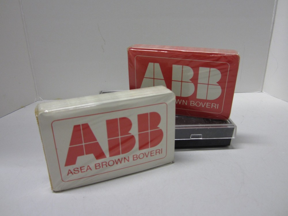 ABB ASEA Brown Boveri  Playing Cards Double Deck Hard Plastic Case Sealed
