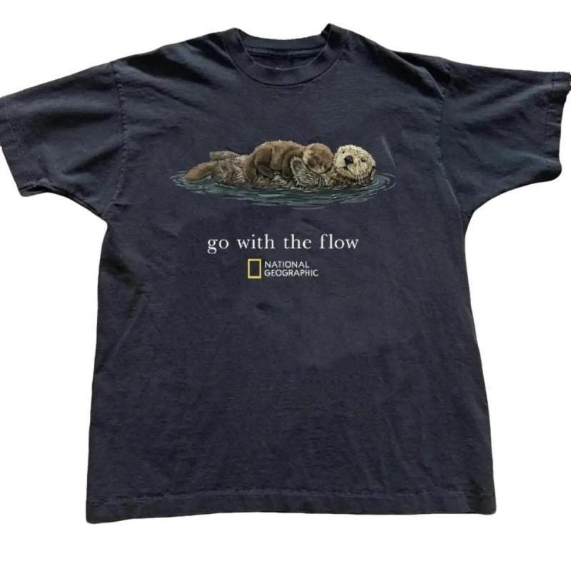 Go With The Flow National Geographic T-Shirt, Vintage Unisex Tee