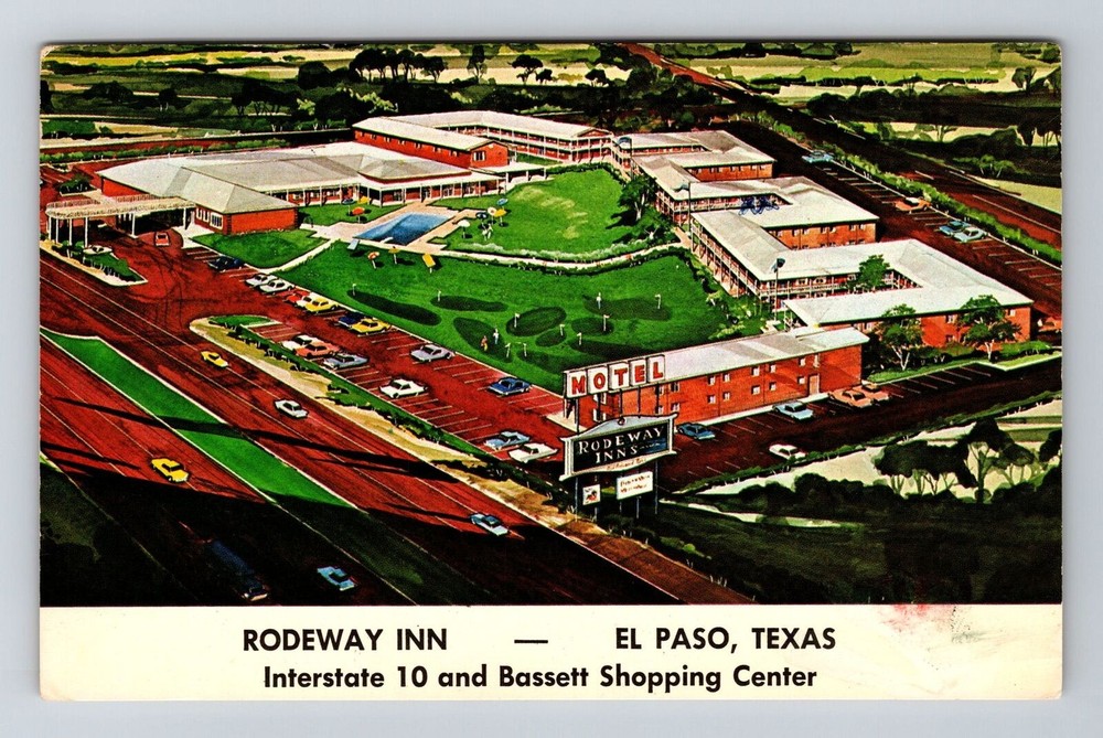 El Paso TX-Texas, Rodeway Inn, Aerial View, Vintage Postcard