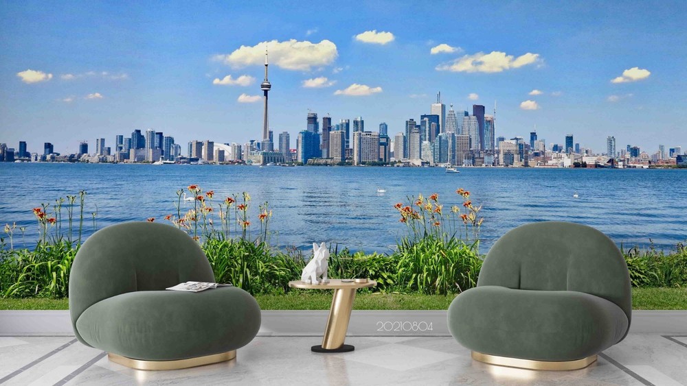 3D River City Sky Landscape Wall Murals Wallpaper Murals Wall Sticker