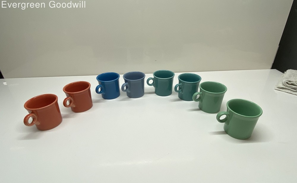 Set of 8 Vintage Homer Laughlin Fiesta Ware Coffee Mugs