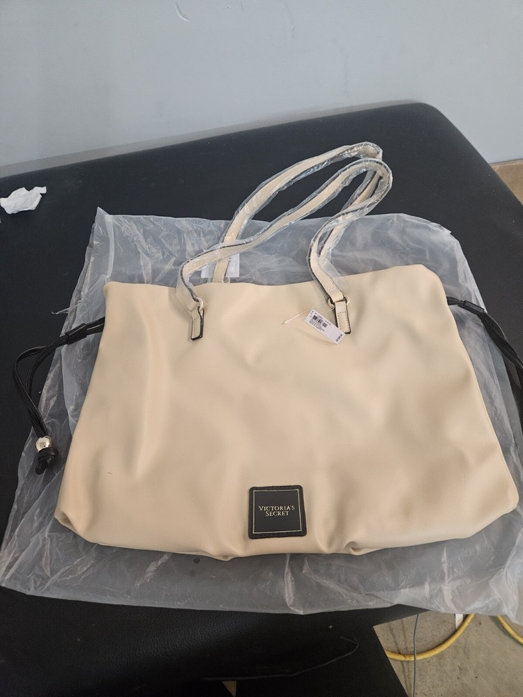 NWT Victorias Secret Cinch Top Tote Bare Faux Leather Bag Purse