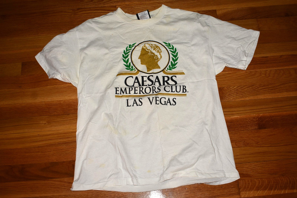 Vintage 90s Caesars Palace T Shirt Size XL Emperors Club White Las Vegas USA