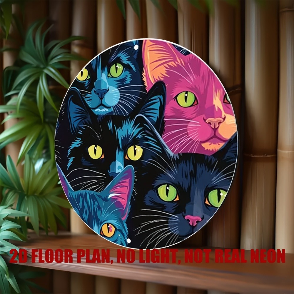 Open 2D flat aluminum printed painting, vintage round sign