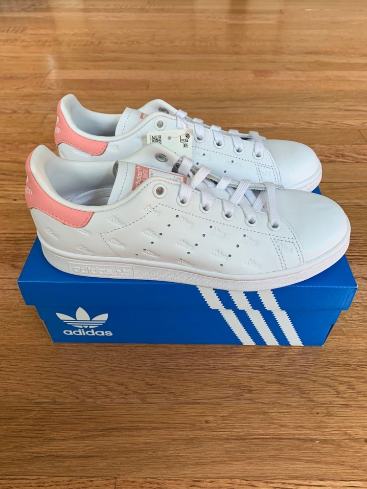 Adidas Stan Smith Cloud White Glow Pink Leather Sneakers Womens EF6865 New