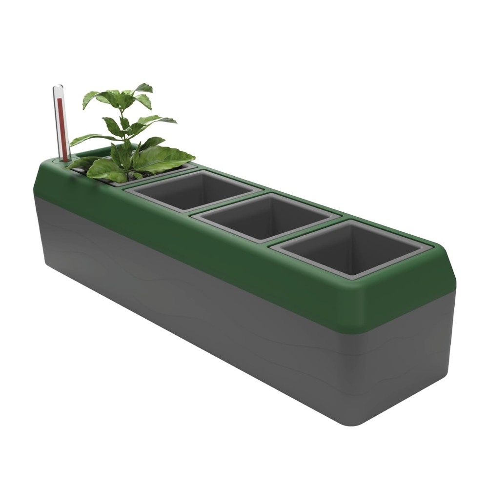 Provence Self Watering 4-Herb Window Box Planters with Water Level Indicator