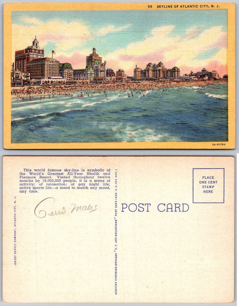 Atlantic City NJ Skyline Postcard