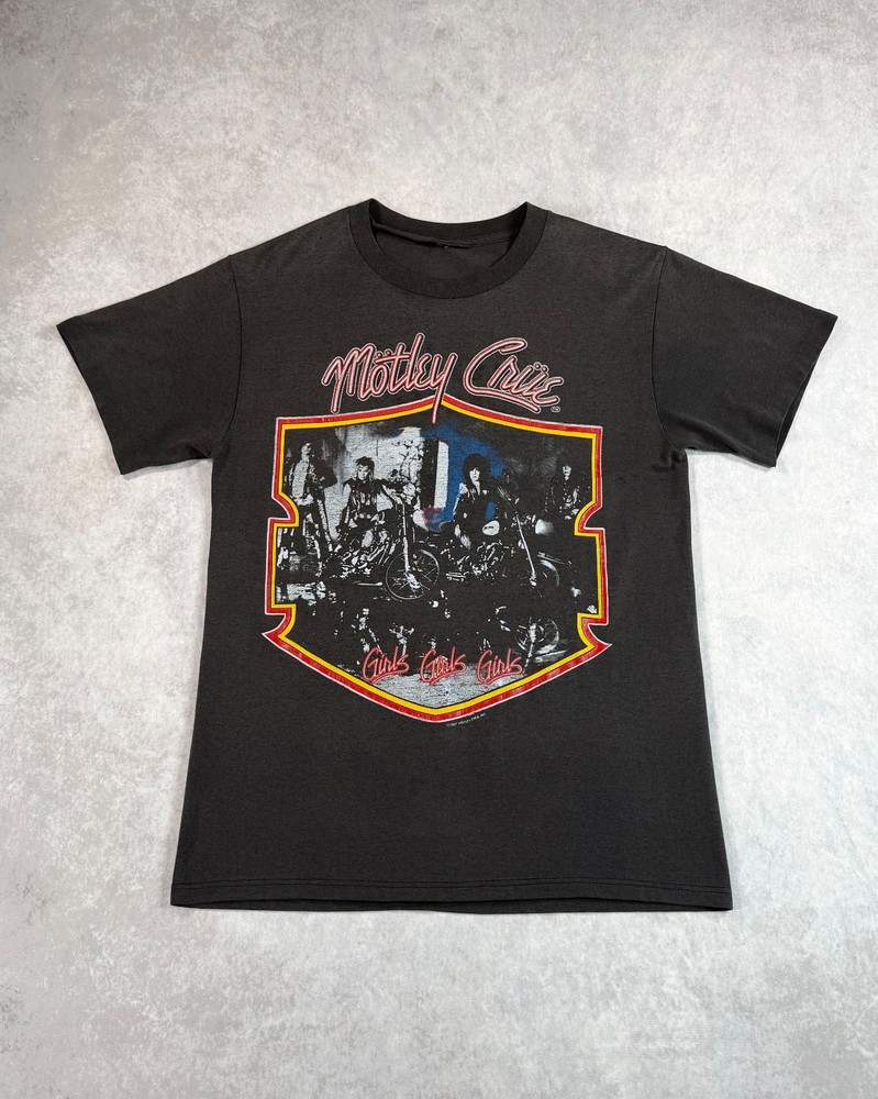 Vintage 1987 Motley Crue Girls Girls Girls LA Cali T-Shirt size S/M RARE Faded