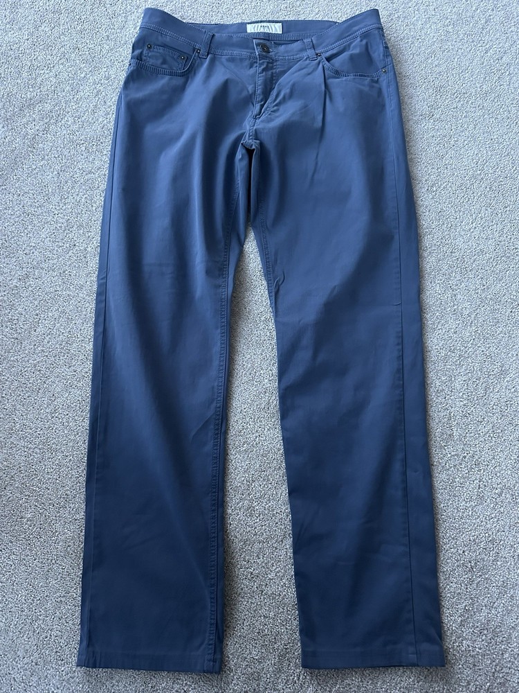 Brax Cooper Fancy Regular Pants Straight Leg Blue Gray 35/34