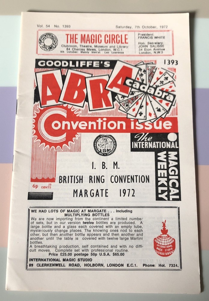 Vintage Magic / Magician Literature: Abra Cadabra # 1393 October 7, 1972. Conven-image