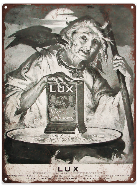 1905 Lux Soap Witch Halloween Advertising Ad Baked Metal Repro Sign 9x12 60154