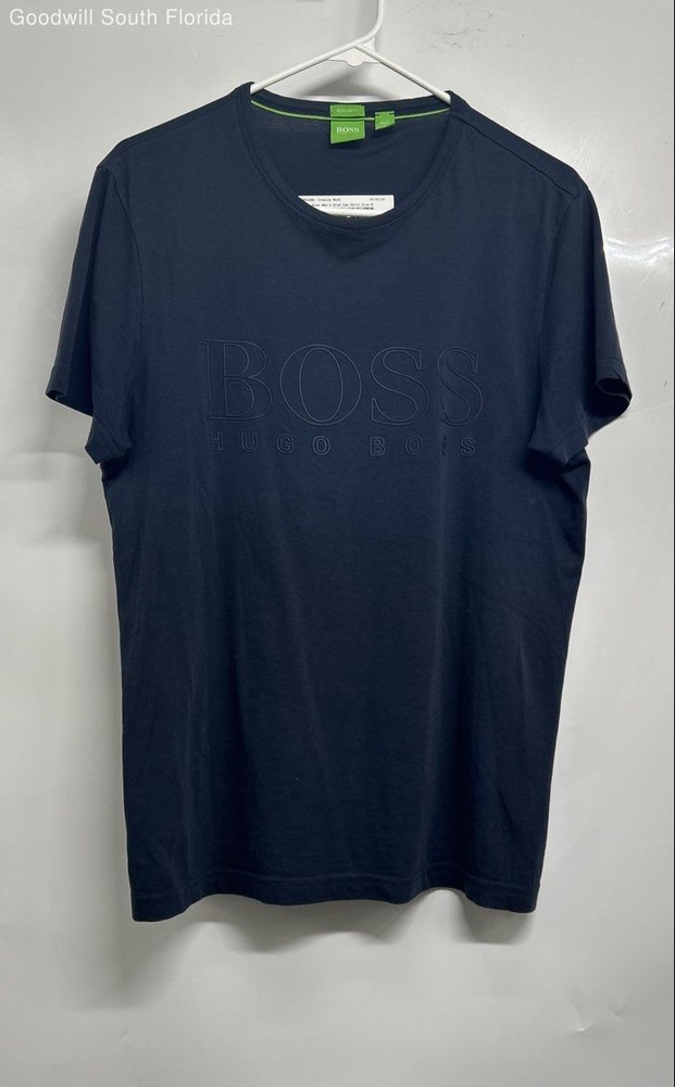 Hugo Boss Mens Blue Cotton Short Sleeve Pullover T-Shirt Size Medium
