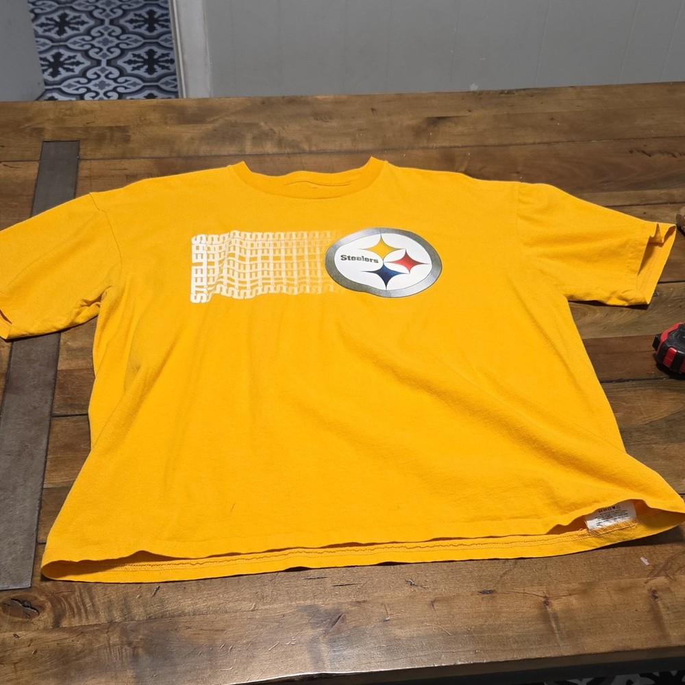 NFL Team Apparel Pittsburgh Steelers Graphic T Shirt Yellow Mens XL Short Sleeve