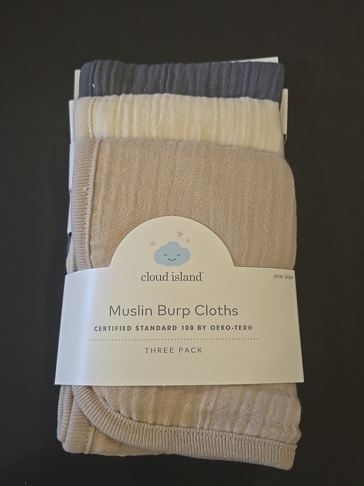 Cloud Island Muslin Burp Cloths Pack Three New 19.5