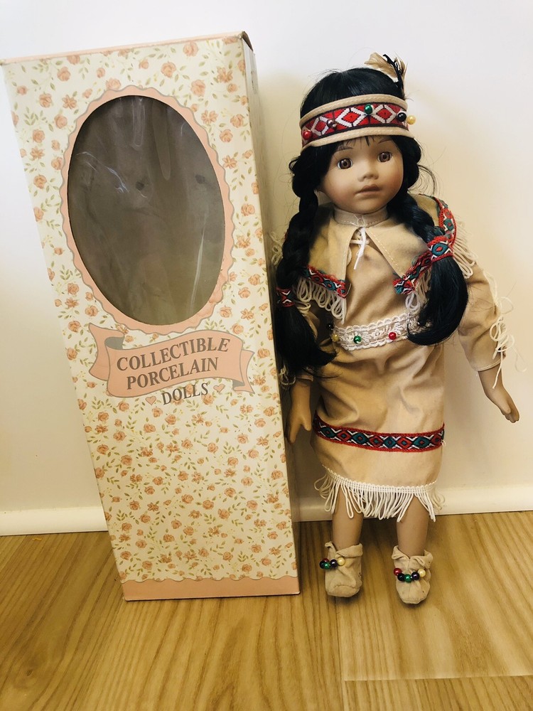 Vintage Porcelain Native American Doll 16