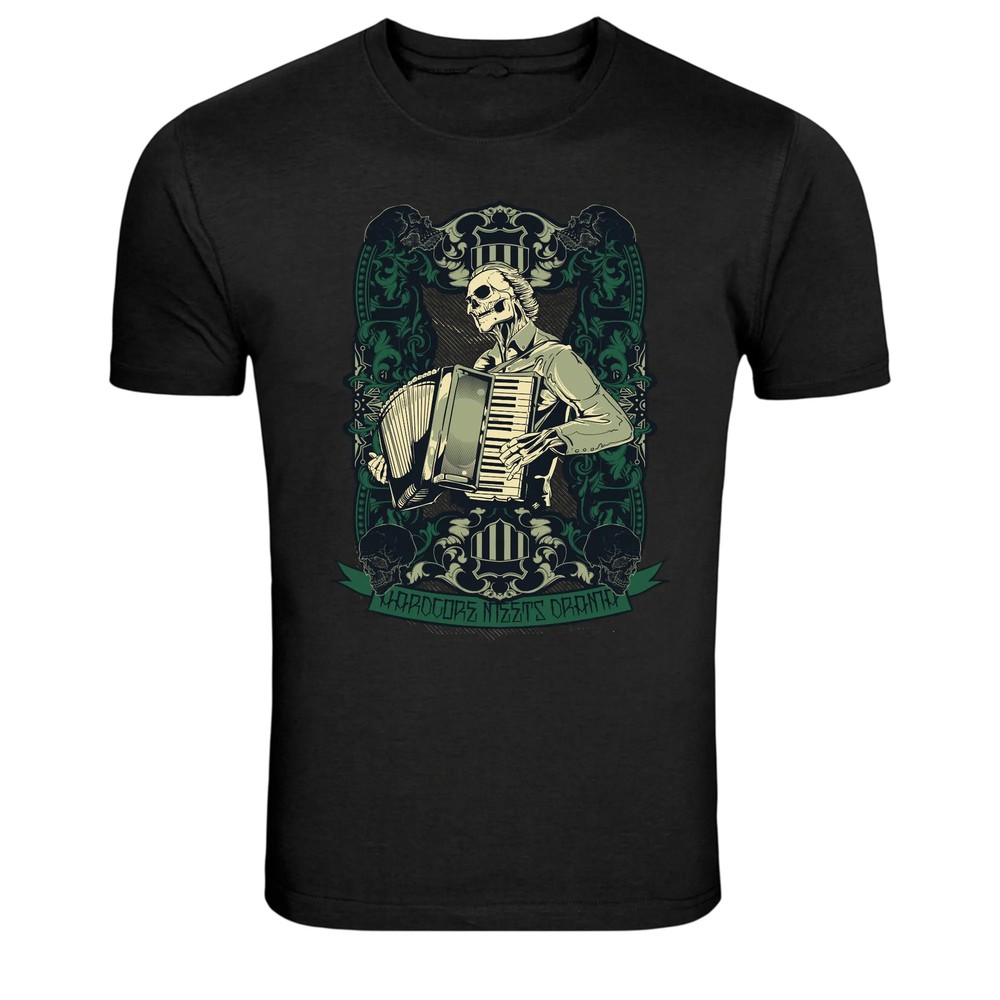 Skeleton Accordion Musician Gothic Graphic T-Shirt