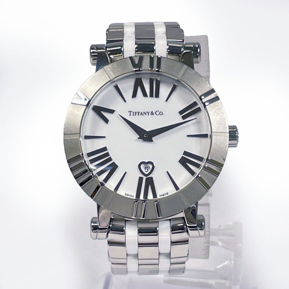 Tiffany Co. Z1300.11.11A20 A00A Atlas Stainless Steel Ceramic Silver Quartz