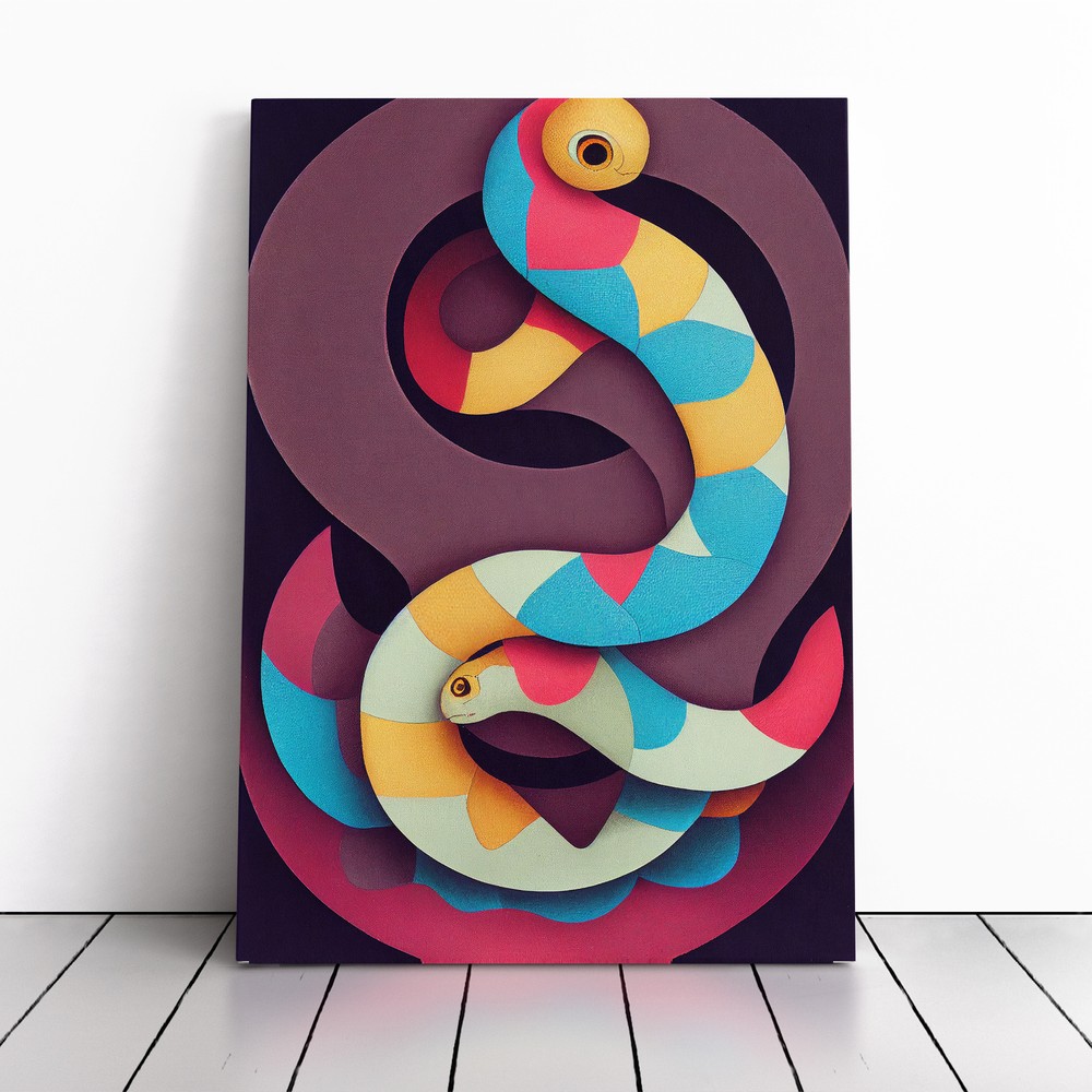 Abstract Snake Art No.1 Canvas Wall Art Print Framed Picture Decor Dining Room