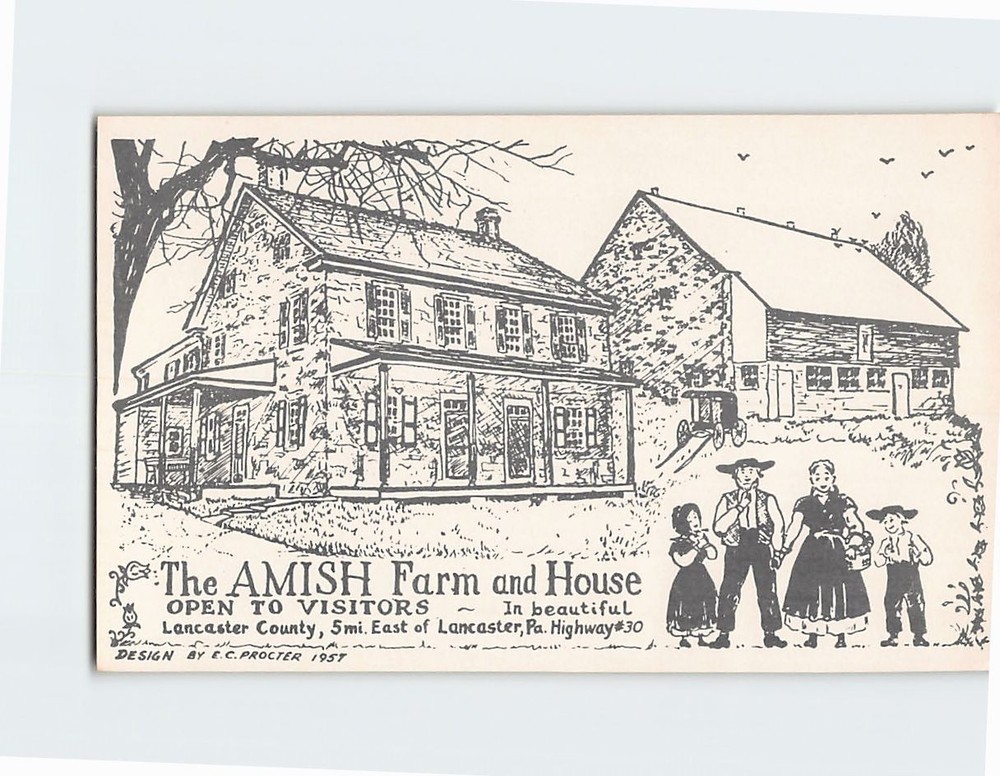 Postcard The Amish Farm and House Pennsylvania USA