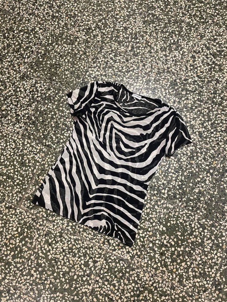 Authentic Dolce & Gabbana Underwear Zebra Print Sheer Mesh Top Shirt Y2K Italy