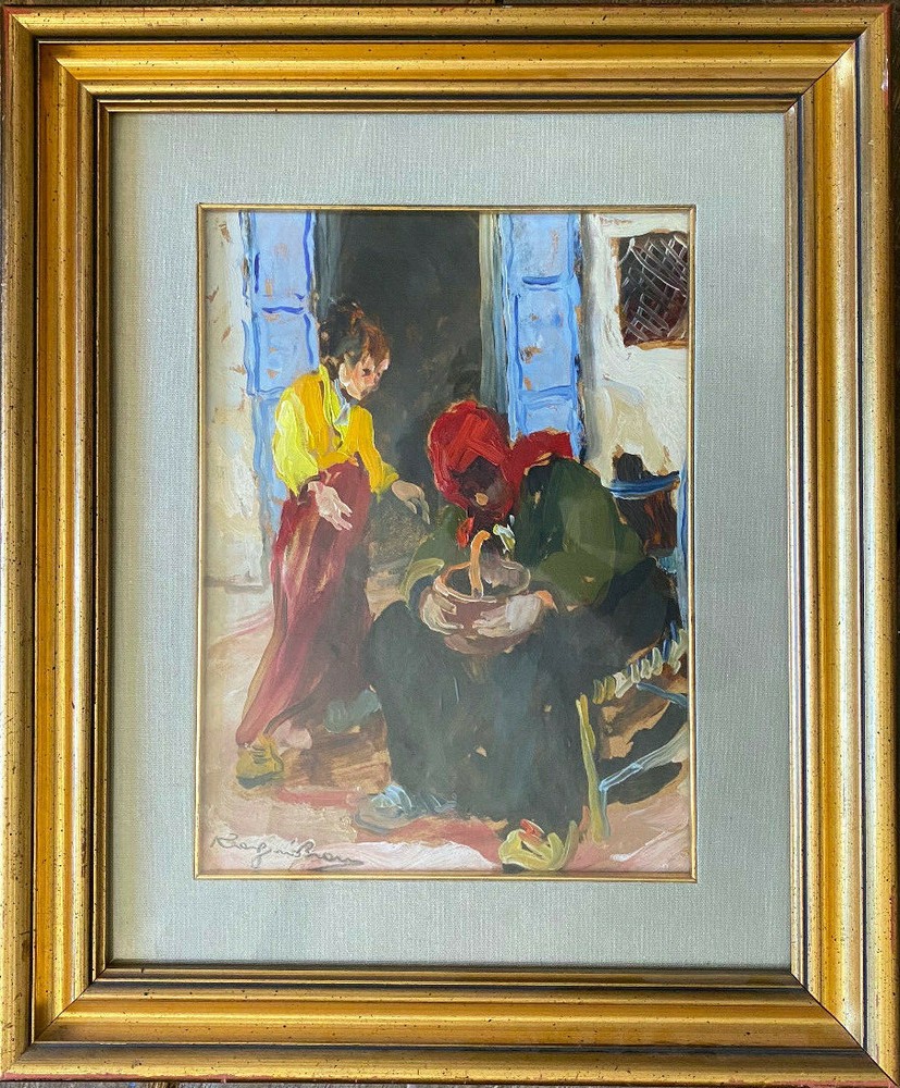 Bosso Rogui Grandma With Child Women Old Chair Sleep Colours Colourful Signed