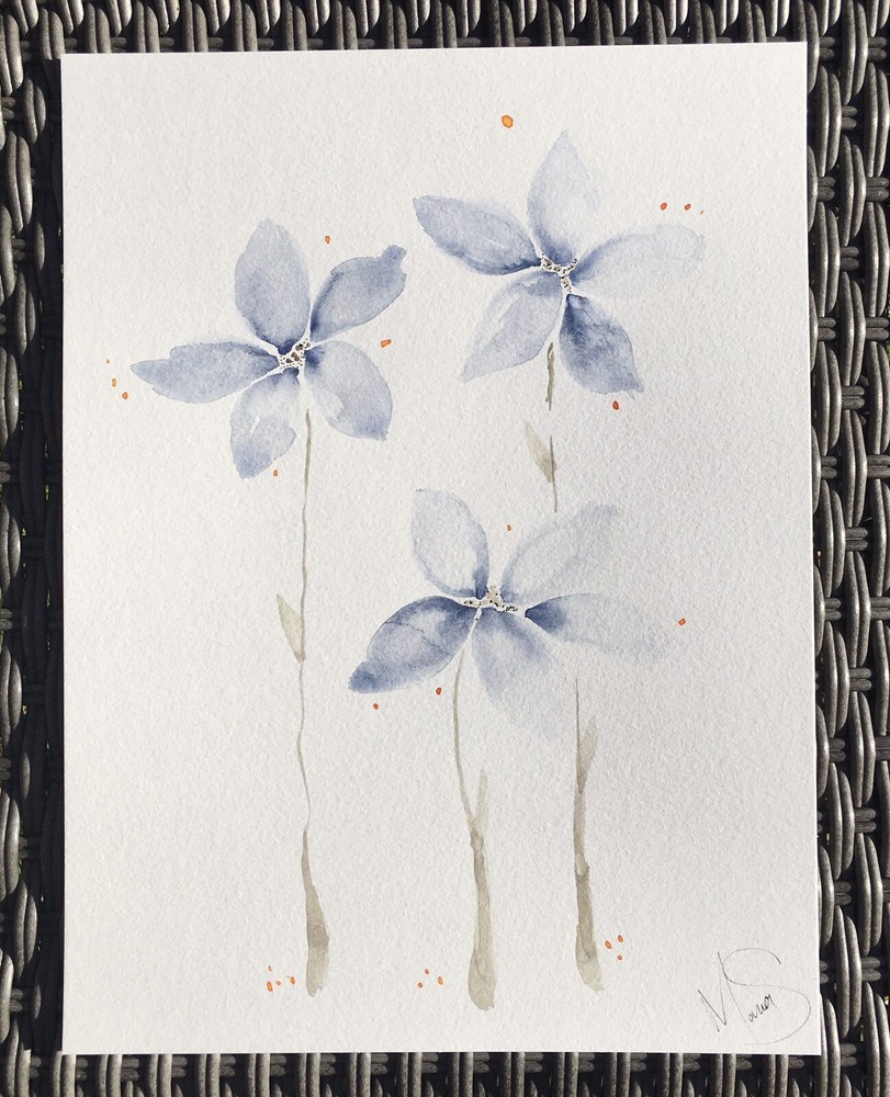 Maria Scalf Flower Floral Nature ORIGINAL PAINTING Watercolor 9x12 Expressionism