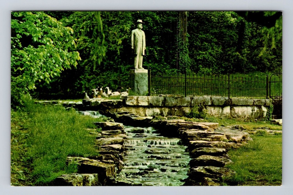 Lynchburg TN-Tennessee, Jack Daniels Statue and Spring Vintage Postcard