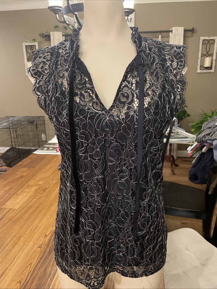 White House Black Market. Women’s NWTz Size Small. Glittery, Lace Top