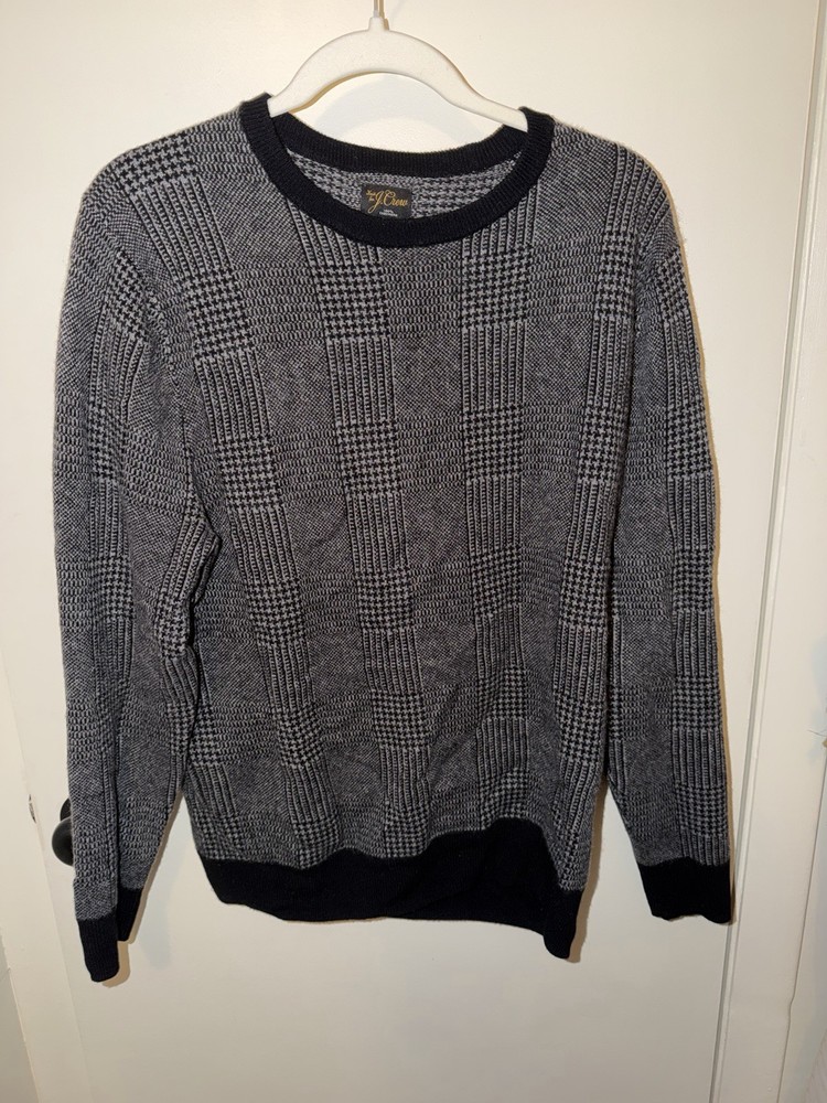 JCREW Men’s Medium 100% Cashmere Sweater Black/Grey