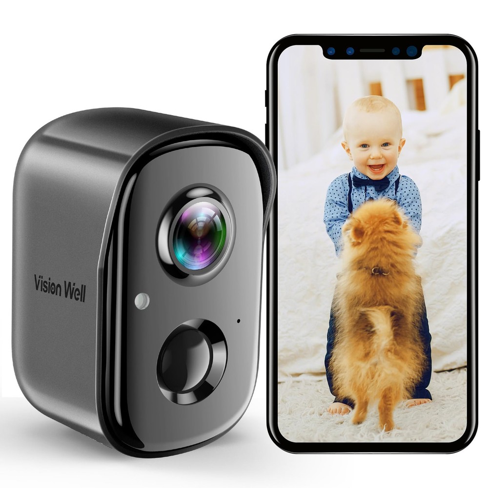 Wireless Indoor Security Cameras,1080P Battery Powered Outdoor AI Motion Dete...