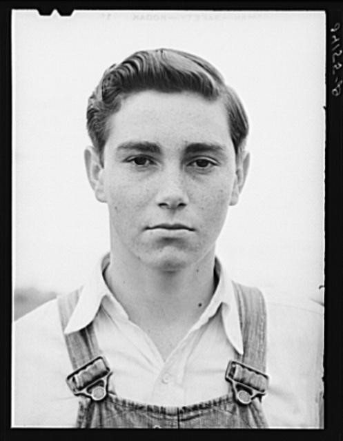 Photo:Visalia California 1940 Son of Migrant Tulare Camp Portrait
