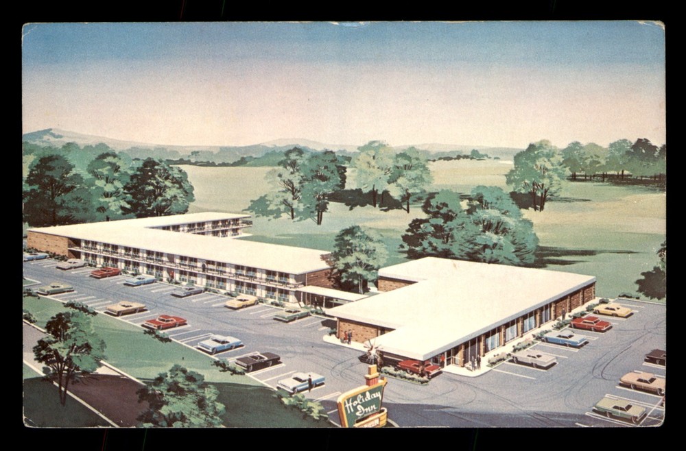 Holiday Inn Gaffney South Carolina SC Old Cars Parking Lot Motel Unp Postcard